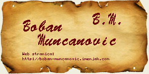 Boban Munćanović vizit kartica